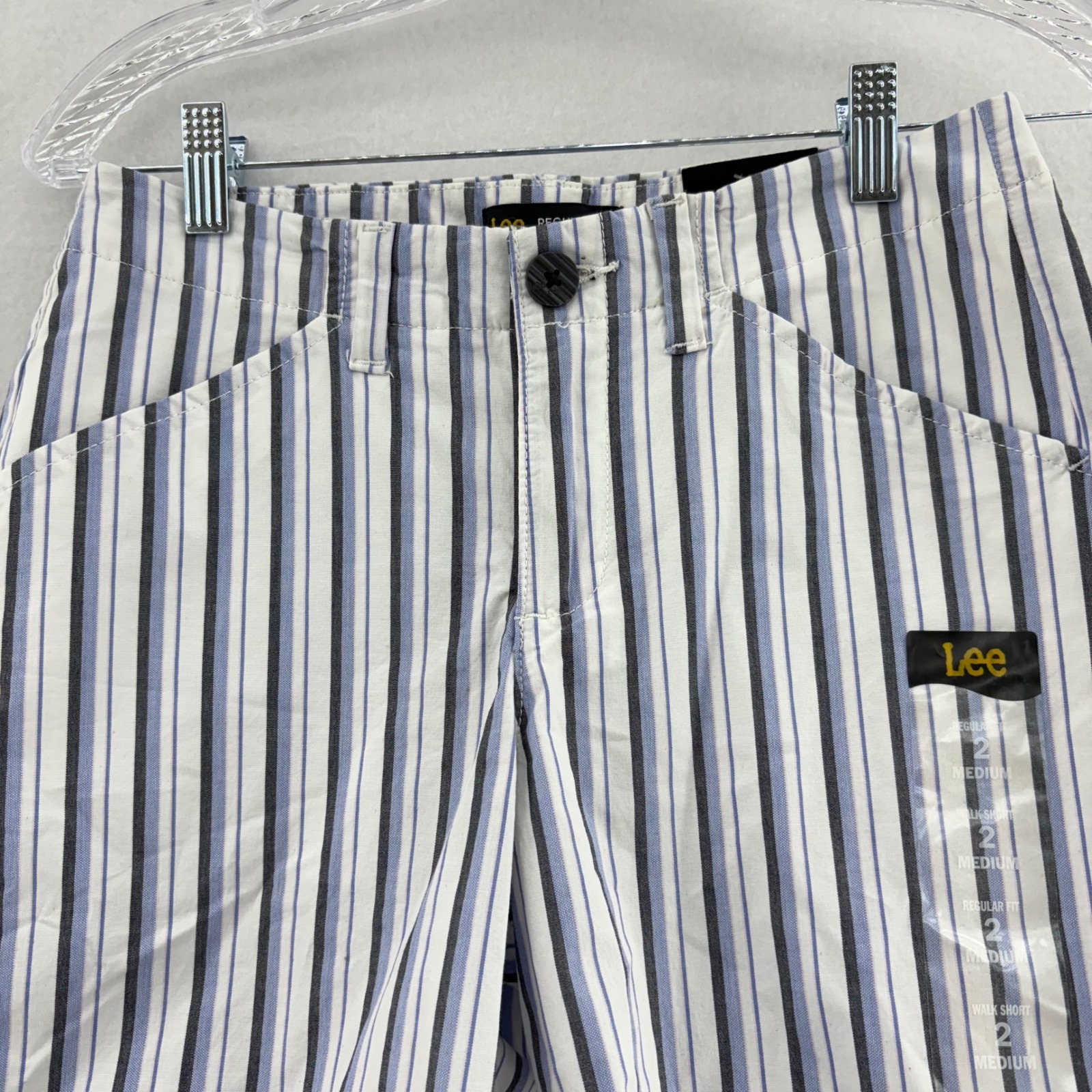 Lee Walk Shorts Rvt Nvy Stripe Mid Rise Regular Fit Striped 2 Medium